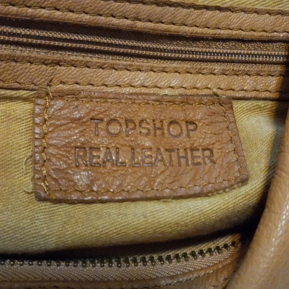 Topshop Brown Leather Hobo Shoulder Bag Slouchy Boho Tote Purse
